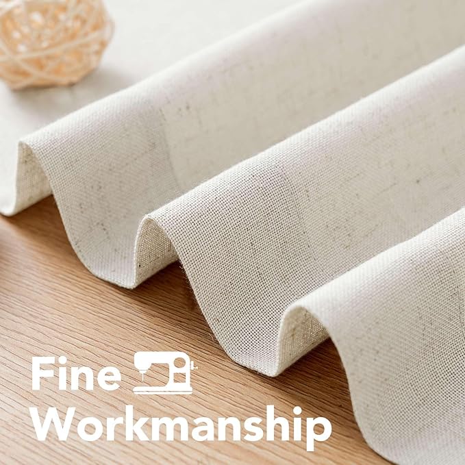 H.VERSAILTEX Elegant Natural Linen Blended Energy Efficient Light Filtering Linen Textured Curtains/Nickel Grommet Window Treatments Panels/Drapes (Set of 2, Ivory, 52"W x 45"L)