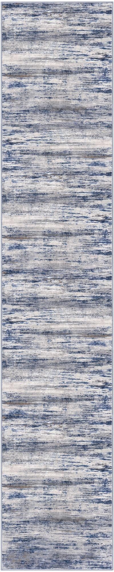 KOZYFLY Modern Abstract Kitchen Runner Rug, 2x10 Washable Rug Runner Non-Slip Soft Striped Hallway Runner Rugs, Grey Blue Print Carpet Runner for Entryway Bathroom Laundry Room Foyer