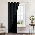 Yakamok 100% Blackout Curtains 96 Inches Long, 2 Thick Layers Heat and Full Light Blocking Soft Thermal Insulated Drapes for Bedroom(52" Wide Each Panel, Black, 1 Panel)