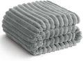 HIMEET Grey Ribbed King Size Blanket for Bed - 300GSM Lightweight Fleece Blanket for Men Women, Large Cozy Sofa Couch Bed Blankets Gifts, Striped Spring Home Room Decor, Grey, 108x90 Inches