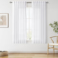 Snow White Linen Curtains 63 Inch Length for Living Room Light Filtering Semi Sheer Curtain Back Tab Luxury Neutral Coastal Modern Farmhouse Decor Drapes for Bedroom Dinner Room 52x63, 2 Panels