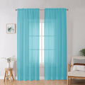 OWENIE Aqua Sheer Curtains for Bedroom Living Room 90 Inches Long, Elegant Solid Light Filtering Window Curtain Panles, Modern Rod Pocket Aqua Curtain, 2Pcs, Each 42" W x 90" L