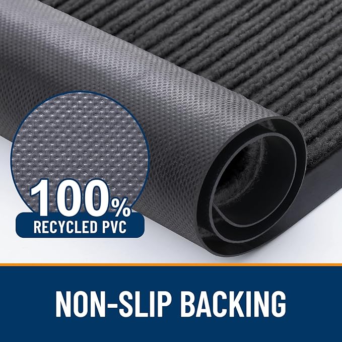 OLANLY Front Door Mat Indoor Outdoor Entrance, Waterproof Heavy Duty Doormat, Fade Resistant, Low Profile, Easy Clean Patio Porch Welcome Floor Mats for Entry, 47x23, Charcoal Grey