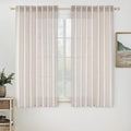 MIULEE White Linen Curtains 54 Inch Length 2 Panels for Bedroom Living Room, Soft Thick Linen Textured Natural Short Window Drapes Semi Sheer Light Filtering Back Tab Rod Pocket Burlap Look Decor