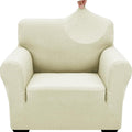ZNSAYOTX 1 Piece Jacquard Chair Slipcovers for Living Room High Stretch Chair Covers with Arms Anti Slip Pets Friendly Couch Sofa Armchair Cover Furniture Protector (Small, New Pattern Light Beige)