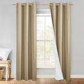 NICETOWN 100% Absolutely Blackout Linen Curtains with Thermal Insulated White Liner, Camel, W34 x L80, 2 Panels, Long Curtains 80 inch Length for Patio Door, Doorway, Office, Overnight Shiftworker