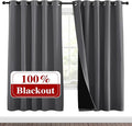 NICETOWN Grey Full Shade Curtain Panels, Pair of Energy Smart & Noise Blocking Out Blackout Drapes for Dining Room Window, Thermal Insulated Guest Room Lined Window Dressing(Gray, 70 x 72 inch)