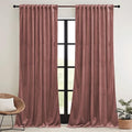 RYB HOME Wild Rose Pink Velvet Curtains 90 inches Long - Super Soft Girl Bedroom Window Decorative Drapes Thermal Insulated Room Darkening Curtains for Guest Room, 2 Panels