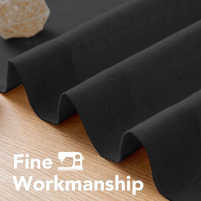 H.VERSAILTEX Living Room Linen Curtains Home Decorative Nickel Grommet Curtains Privacy Added Energy Saving Light Filtering Window Treatments Panels for Bedroom, Heather Black, 2 Panels, 52 x 63 Inch