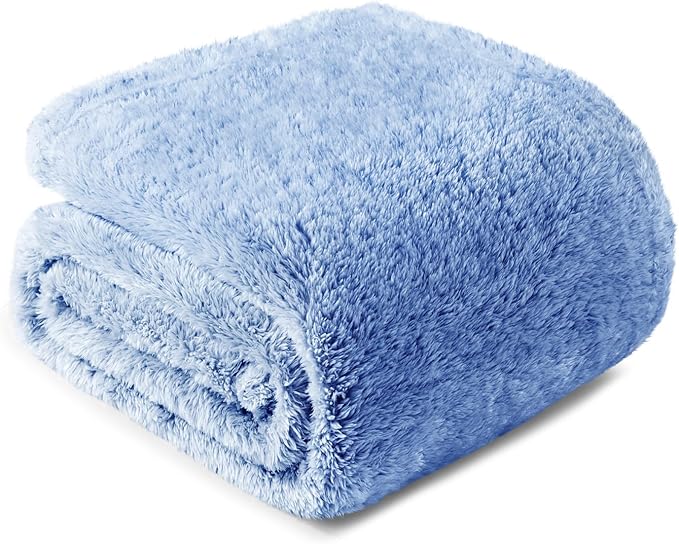 Exclusivo Mezcla Plush Fuzzy Fleece Throw Blanket Extra Large, Super Soft, Fluffy and Warm Blankets for Couch, Bed, All Season (Mixed Cobalt Blue, 50x70 inches)