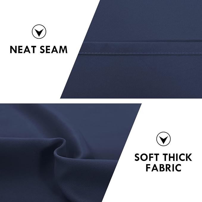 DWCN Blackout Curtains for Living Room Thermal Insulated, Energy Saving & Noise Reducing Bedroom Curtains, Navy, W 70x L 72 Inch, Set of 2 Rod Pocket Curtain Panels