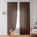 OWENIE Sheer Curtains 72 Inches Long 2 Panels Set, Light Filtering Sheer Curtain Rod Pocket Clear Drapes for Living Room Bedroom Window Sliding Door, Each 42 x 72 Inch, Chocolate