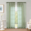 OWENIE Sage Green Sheer Curtains 72 Inches Long 2 Panels Set, Transparent Voile Sheer Curtain for Living Room Bedroom Window Sliding Glass Door Treatment, 59 x 72 Inch, Sage Green