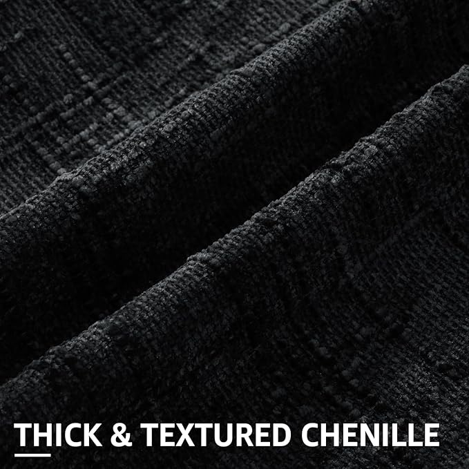decorUhome Black Chenille Throw Pillow Covers 20x20 Set of 2 Textured Soft Cozy Slubby Couch Pillow Covers Modern Farmhouse Boho Decorative Pillow Cases for Bed Sofa Living Room