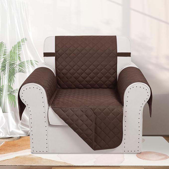 Recliner Chair Covers Reversible Sofa Couch Cover for Pets Lazy Boy Furniture Protector(23''Chair,Chocolate/Chocolate)