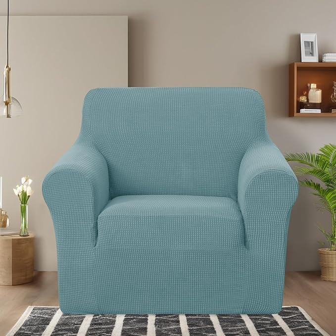 U-NICE HOME Recliner Chair Covers Stretch Couch Cover Sofa Cover Sofa Slipcover Furniture Protector for Chair Cover Pet Friendly(Armchair, Light Blue)