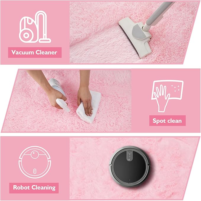 6x9 Fluffy Area Rug for Living Room,Shag Area Rugs for Bedroom,Pink Soft Fuzzy Rug Non-Shedding Indoor Plush Carpet for Kids Bedroom Nursery Dorm Home Decor