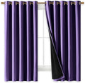 NICETOWN 100% Blackout Curtains with Black Liners, Thermal Insulated Full Blackout 2-Layer Lined Drapes, Energy Efficiency Window Draperies for Bedroom (Lilac Purple, 2 Panels, 70-inch W by 63-inch L)