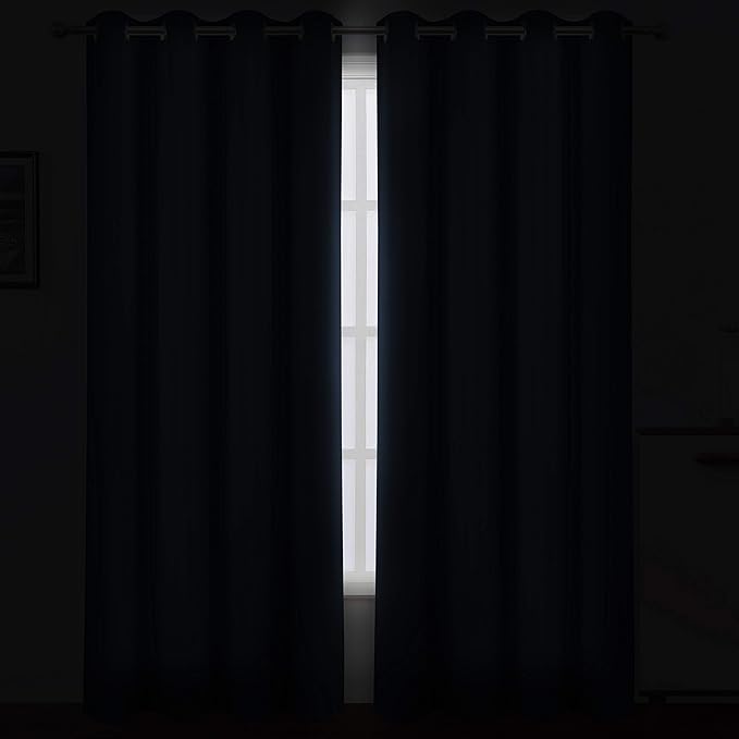 LEMOMO Navy Blue Thermal Blackout Curtains/52 x 108 Inch/Set of 2 Panels Room Darkening Curtains for Bedroom