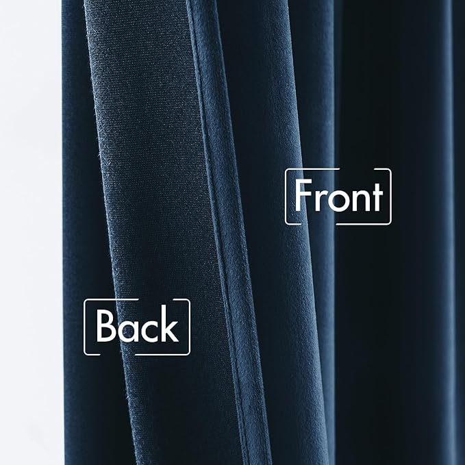 MIULEE Navy Blue Velvet Curtains 96 inches - Luxury Blackout Curtains for Bedroom Living Room Thermal Insulated Super Soft Window Drapes Rod Pocket & Back Tab, W52 x L96 inches, 2 Panels