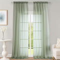 OWENIE Sage Green Sheer Curtains 120 Inches Long 2 Panels Set, Airy Lightweight Sage Curtain for Living Room Bedroom, Farmhouse Filmy Rod Pocket Drapes, 2 Pcs, Each 59" Wx120 L Inch