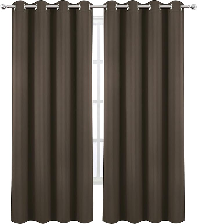 LEMOMO Blackout Curtains 66 x 95 inch/Chocolate Brown Curtains Set of 2 Panels/Thermal Insulated Room Darkening Bedroom Curtains