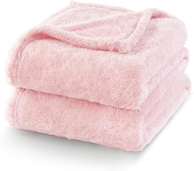 Exclusivo Mezcla Plush Fuzzy Fleece Bed Blanket King Size, Super Soft, Fluffy and Warm Blankets for Couch, Bed, All Season (Light Pink, 90x104 Inches)