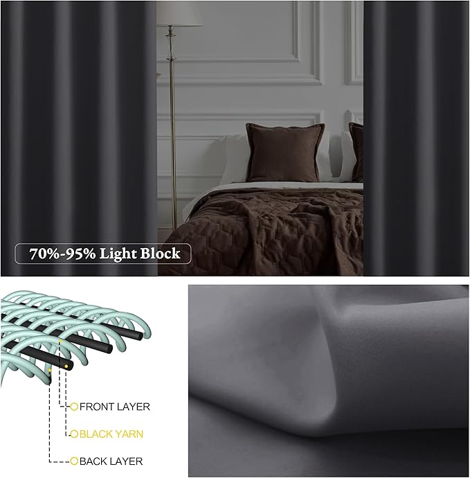 NICETOWN 1 Panel Door Curtain Privacy Thermal Insulated Noise Reducing Blackout French Door Rod Pocket and Ceiling Track Window Covering for Kitchen, Patio Front, Bedroom, Grey, 25" W x 72" L