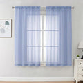 OVZME Sheer Curtains 63 inch Length 2 Panels Set for Bedroom Living Room, Soft Airy Elegant Light Filtering Sheer Curtains, Dual Rod Pocket Window Drapes, Each 42W x 63L Inches, Demin Blue