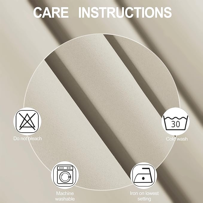 LEMOMO Blackout Curtains 52 x 120 Inch Long Light Beige Curtains Set of 2 Panels Room Darkening Curtains for Bedroom and Living Room