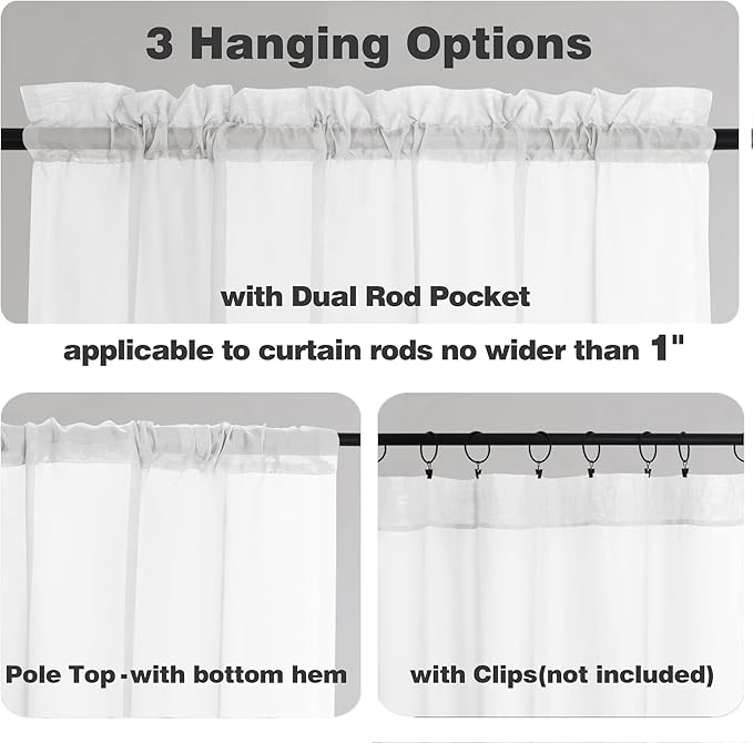 Chyhomenyc White Sheer Curtains 84 Inches Long 2 Panels Set - Light Filtering White Curtains for Living Room, Soft Gentle Voile Rod Pocket Bedroom Window Drapes, 42Wx84L Inch, 2PCS