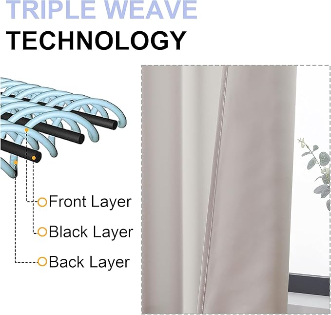 Simplebrand Ava Natural Short 30 Inches Blackout Curtain 2 Panels Set, Half Window Rod Pocket Privacy Curtain Tiers for Kitchen, Curtains Blackout for Bathroom Shades, W30 x L30 Inch, Natural