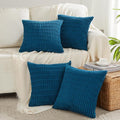 Fancy Homi 4 Packs Teal Decorative Throw Pillow Covers 16x16 Inch for Living Room Couch Bed Sofa, Rustic Farmhouse Fall Home Decor, Soft Striped Corduroy Square Cushion Case 40x40 cm
