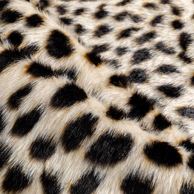 Leopard Area Rug Animals Printed Hide Mats Faux Fur Cowhide Skin Carpet for Home Office, Living Room, Bedroom, 5.2ft x 6.5ft (160 x 200cm)