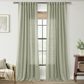 Linen Blend Sage Green Curtains 102 inch Length 2 Panels for Bedroom Back Tab Light Filtering Semi Sheer Drapes Linen Cotton Textured Light Green Airy Modern Farmhouse Living Room Sage Aesthetic Decor