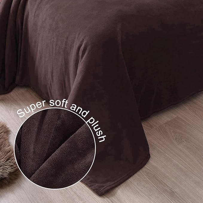 Exclusivo Mezcla Fleece Throw XL Blanket for Couch, Sofa, Super Soft and Warm Coffee Blankets, All Season, Cozy, Plush, Lightweight, 50x70 Inches