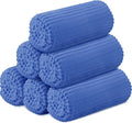 Buryeah 6 Pcs Flannel Throw Blanket Bulk 50 x 60 in Sleepover Blanket Outdoor Wedding Throw Lightweight, Oeko-tex Standard 100 Certified for Sofa Homeless Gifts (Sapphire Blue)