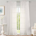 OWENIE Extra Long Ivory Sheer Curtains 144 inch 2 Panels Set, Translucent Backdrop Window Scarf Drapes for Canopy Bed/Wedding/Living Room/Anniversary, 12FT Length, Each 59Wx144L in, 2PCS, Ivory