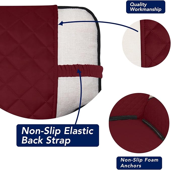 PureFit Reversible Quilted Sofa Cover, Water Resistant Furniture Protector, Washable Couch Cover with Non Slip and Elastic Straps for Kids, Dogs, Pets (Oversized Loveseat, Red/Ivory)