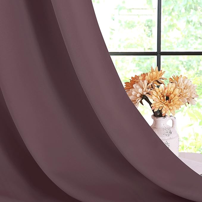 NICETOWN Blackout Curtains for Bedroom, Dry Rose, 34 W by 80 L, Set of 2, Thermal Insulated Curtains & Drapes with Grommet Top for Living Room, Privacy Window Treatment Draperies