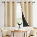 SimpleHome 100% Blackout Curtains for Bedroom,Thermal Insulated Beige Grommet Window Drapes Room Darkening Curtains for Living Room with Black Back,42 x 36 Inch,2 Panels