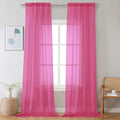 Chyhomenyc Sheer Curtains 108 Inch Length 2 Panels Set, Extra Long Light Filtering Solid Voile Window Drapes for Living Room Bedroom, 42Wx108L, 9FT Length, Set of 2, Hot Pink