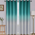SimpleHome Ombre Room Darkening Curtains for Bedroom, Light Blocking Gradient Teal to Gray White Thermal Insulated Grommet Window Curtains/Drapes for Living Room,2 Panels, 52x96 inches Length