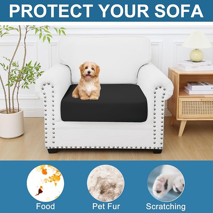 Smiry Printed Couch Cushion Covers, Stretch Soft Couch Covers for Sofa, Washable Non-Slip Sofa Slipcover Furniture Protector for Indoor and Outdoor (1 Pack, Black)