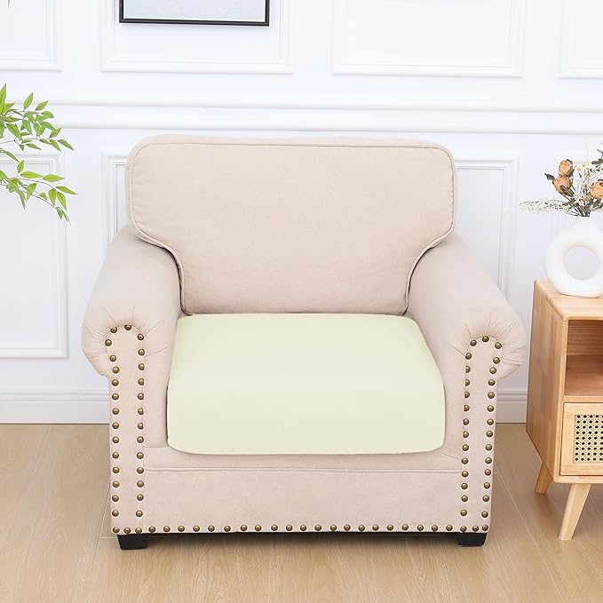 hyha Milk Silk Couch Cushion Covers, Soft Magic Sofa Covers Washable for Cushion Couch, Stretch Sectional Outdoor Cushion Covers for Patio Furniture with Elastic Bottom(Small, Cream)