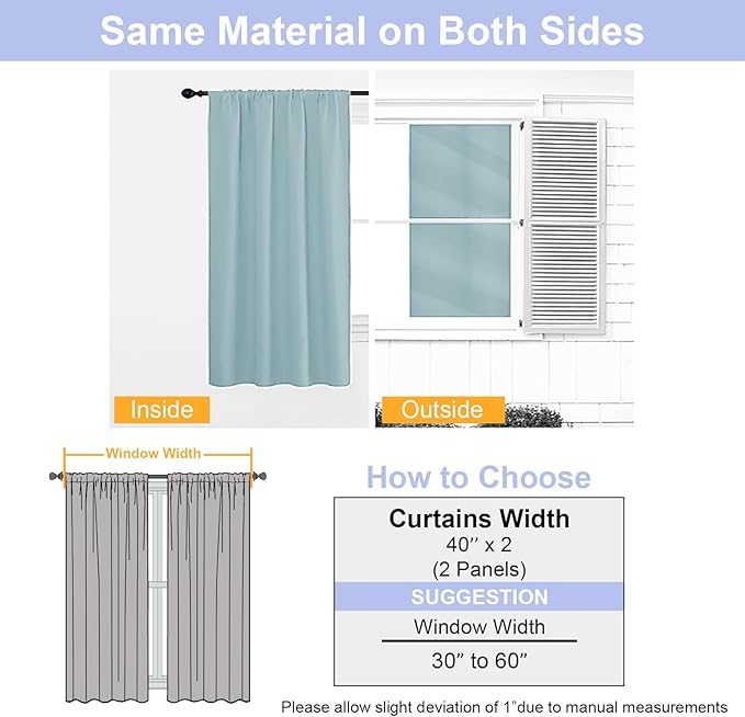 Simplebrand Ava Aqua Blackout Curtains for Bedroom 72 Inch Length 2 Panels Set, Privacy Thermal Insulated Rod Pocket Window Curtains for Patio French Door Front Door, W40 x L72 Inch, Aqua