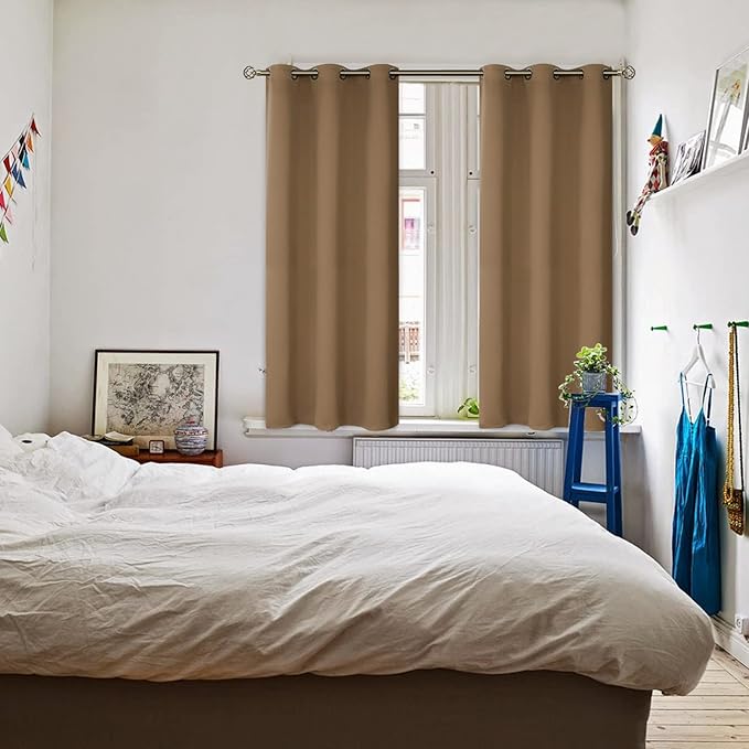 BGment Blackout Curtains for Living Room - Grommet Thermal Insulated Room Darkening Curtains for Bedroom, 2 Panels of 38 x 45 Inch, Taupe