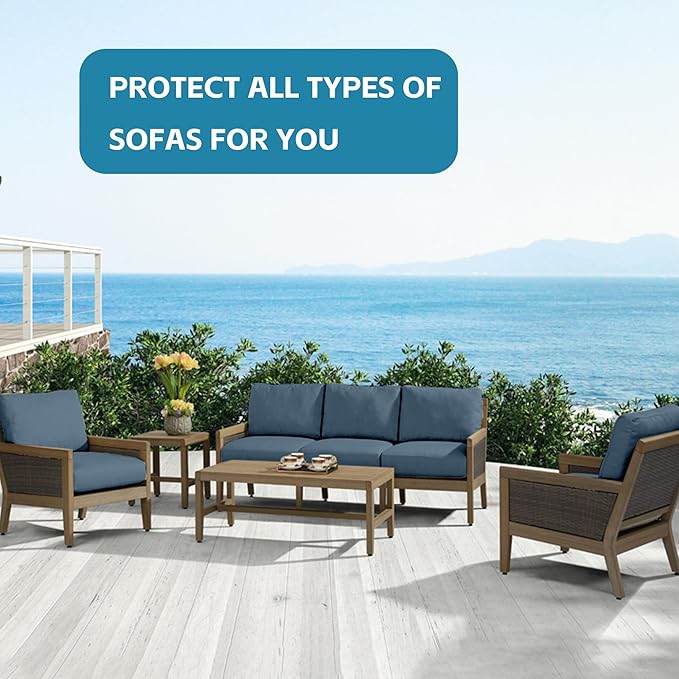 14Pcs Outdoor Cushion Covers, Patio Cushion Covers,Stretch Elastic Slipcovers, Replacement Washable & Reusable Furniture Protector for Patio Couch (Gray-Blue,Cover Only)
