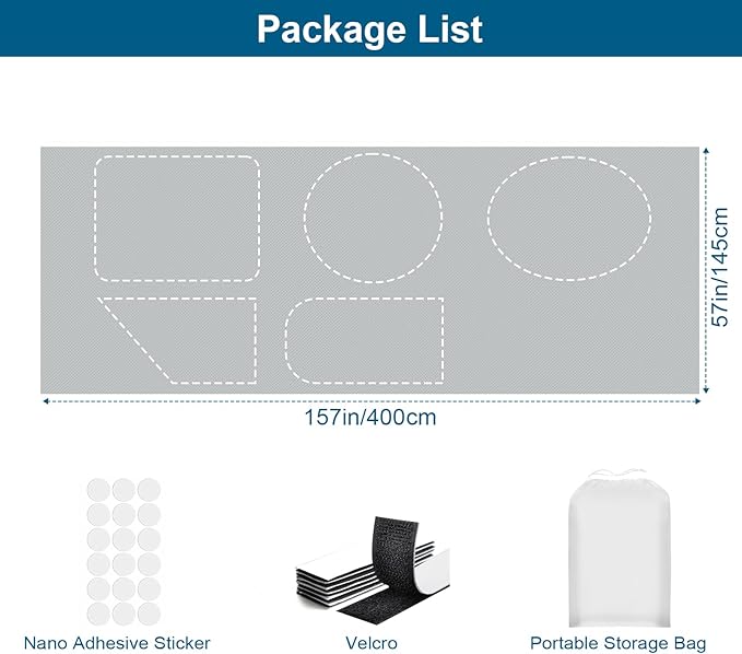 100% Blackout Curtains for Bedroom, Portable DIY Window Blinds, No Drill Window Shades & Blackout Blinds with Stickers & Tabs for Travel, Dorm Room, Media Room (Grey, 157" x 57")