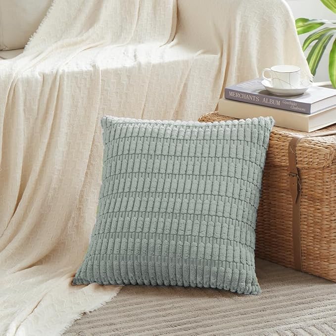 Fancy Homi 4 Packs Decorative Throw Pillow Covers for Living Room Couch Bed, Modern Farmhouse Boho Home Decor, Accent Cushion Case (20 x 20-Inch, Grey Blue)